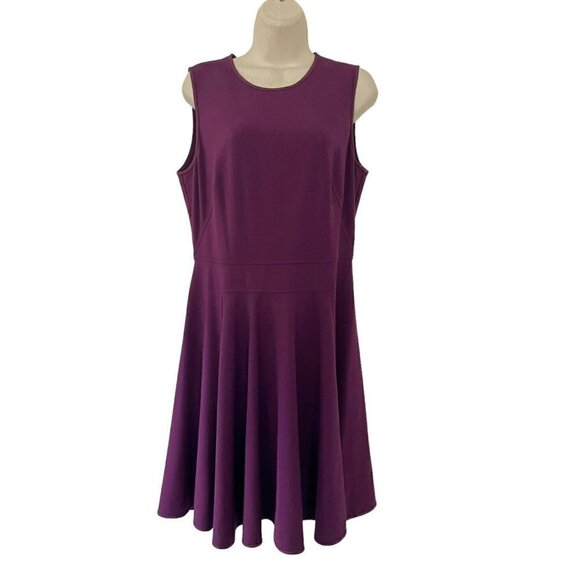 Rebecca Taylor Womans 10 Sleeveless Suiting Circle Dress Sugar Beet Purple NWT - Picture 2 of 10